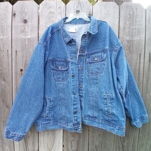 VINTAGE WRANGLER DENIM JACKET MENS TALL SZ 4X BLUE RUGGED WEAR